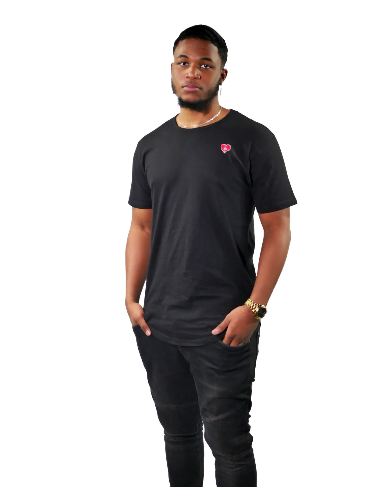 Small Heart Tee in Black
